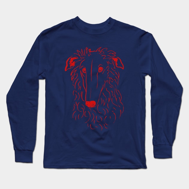 Borzoi (Pink and Red) Long Sleeve T-Shirt by illucalliart